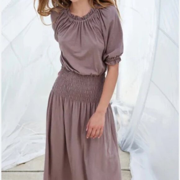 NWT SUNDRY Anthropologie Womens Midi Dress SZ Small Lilac Smocked Waist USA - Picture 12 of 12